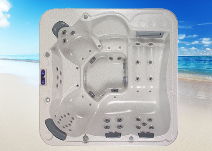 Square acrylic outdoor whirlpool massage bathtub with 6 seats and 1800L water capacity