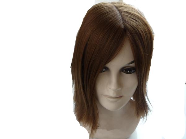 Perruque de cheveux humains bruns moyens raides, perruques de 14 pouces pour femmes