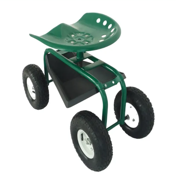 Steel Garden Cart Rolling Work Seat Steerable Rolling Work Seat Metal Scooter Cart