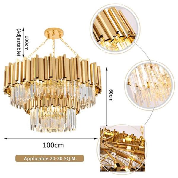Clear Luxury Metal Crystal Chandelier For Living Room E14