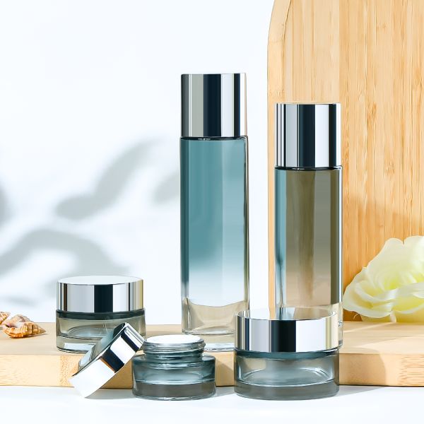 Luxury Gradient Glass Cosmetic Bottle Set - Leak-Proof & Customizable Skincare Packaging