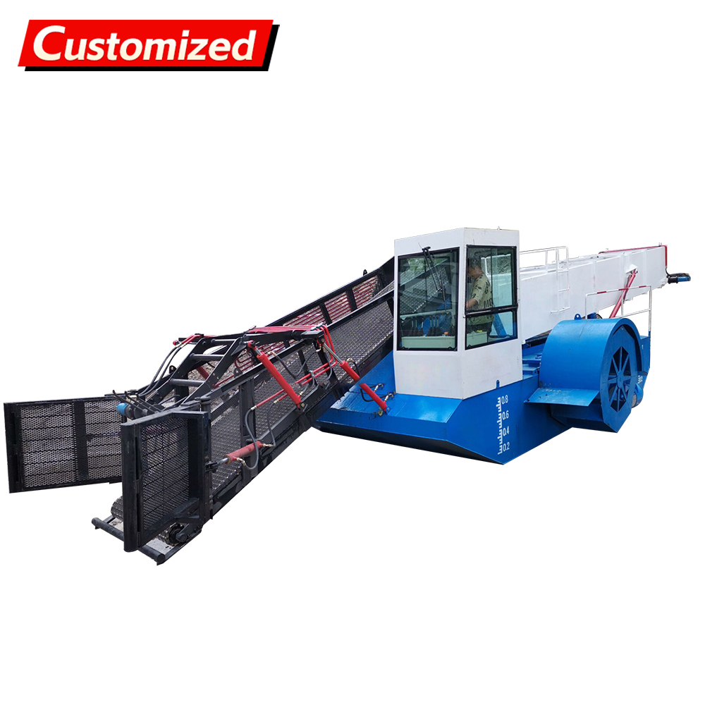 Stainless Steel Hydraulic Trash Skimmer Boat High Efficiency Customizable Aquatic Plant Harvester