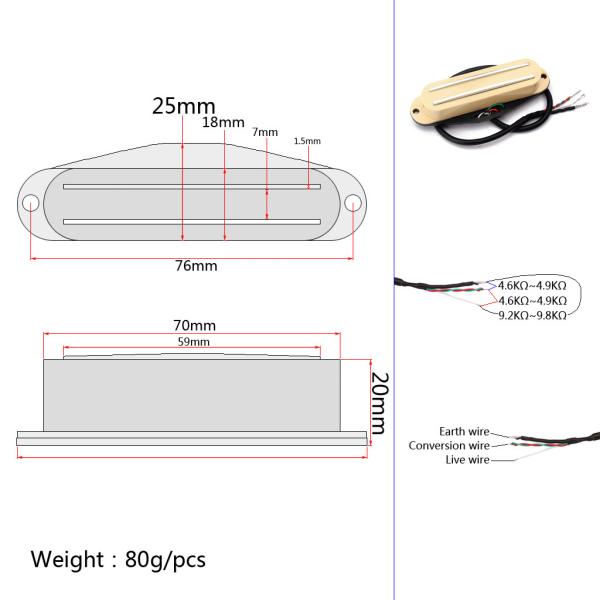 SSS Ceramic Magnet Mini Guitar Pickup Hot Rail Chrome Dual Rail High Output