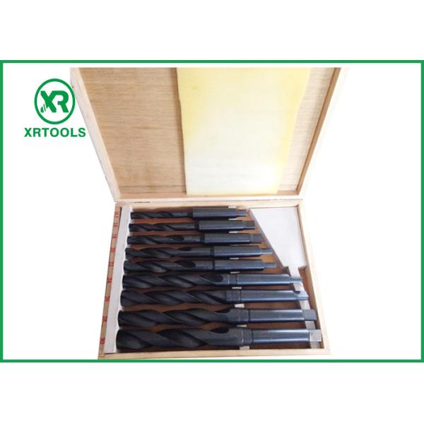Roll Forged / Milled HSS Taper Shank Drill Bit Set With Wooden Box DIN 345