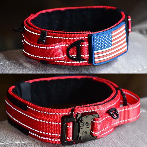 Metal Buckle Military Dog Collar Nylon Reflective K9 Quick Release Fit All Seasons