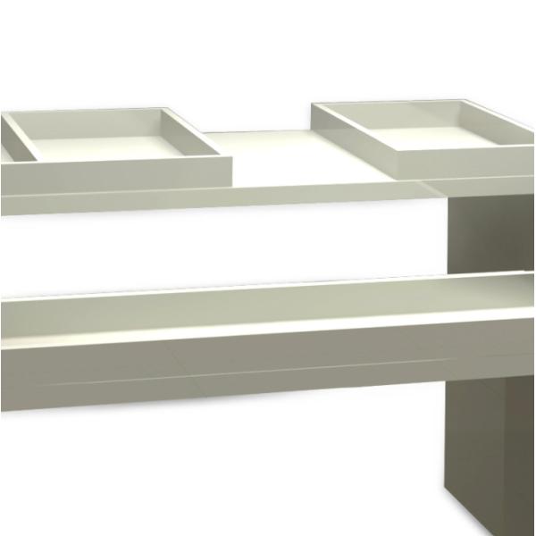 Simple White Cosmetic Product Display Stands , Wooden Makeup Store Cosmetics