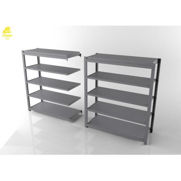 Five Levels Light Duty Storage Rack , 450mm Wide 2400mm High Gray White Steel Storage Rack