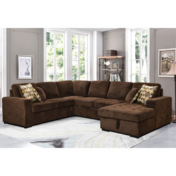 chocolate pineapple pattern u-shaped 2seater single armrest loveseat pull-out bed sectional sofa bed sets