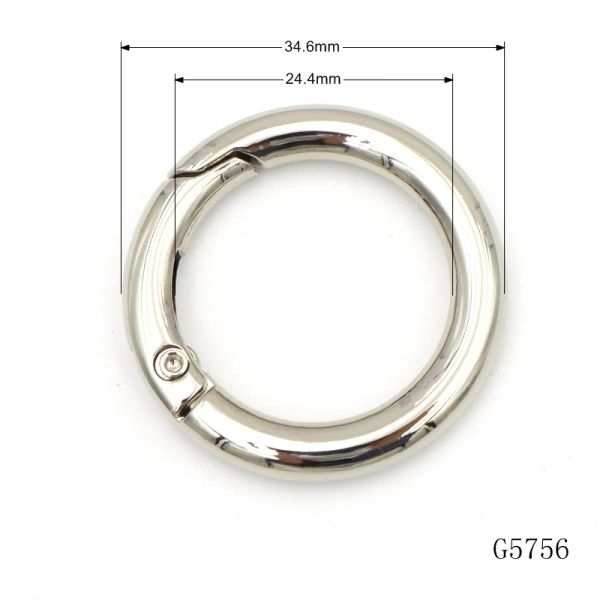 High Quality One Inch Round Carabiner Metal Keychain Metal Spring O Rings Accessories