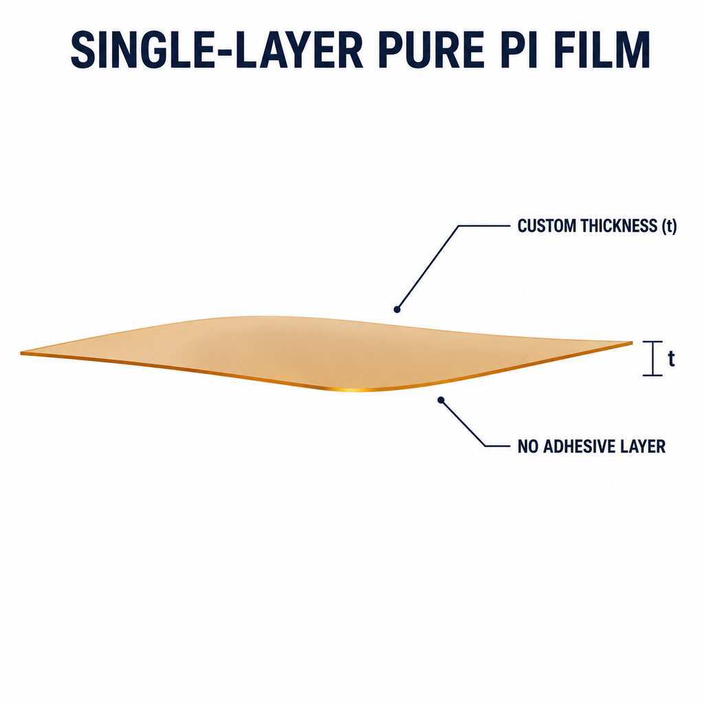 Pure Polyimide Film (Non-Adhesive PI Film / Electrical Insulation Film) for Motors, Transformers, Cables and Battery Modules - Custom Rolls, Sheets and Die-Cut Parts