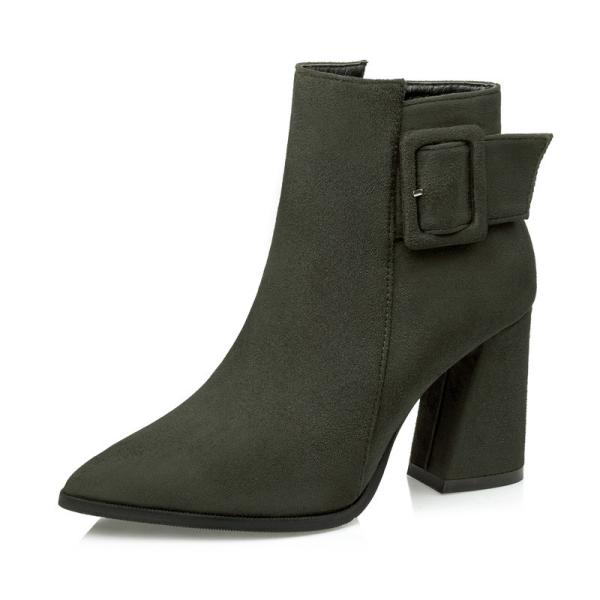 833-3 Korean Fashion Pointed Martin Boots Female Frosted Thick Heel Sexy Female Short Boots Belt Buckle High Heel Boots