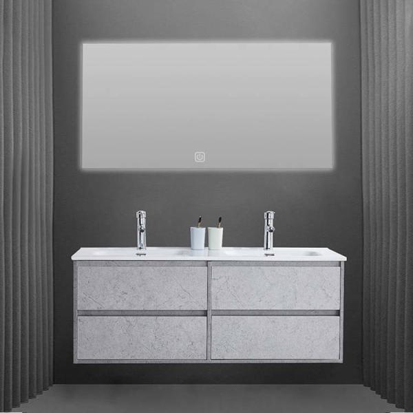 2 Sinks 120cm Mirrored Bathroom Vanity With Sink Wall Mounted