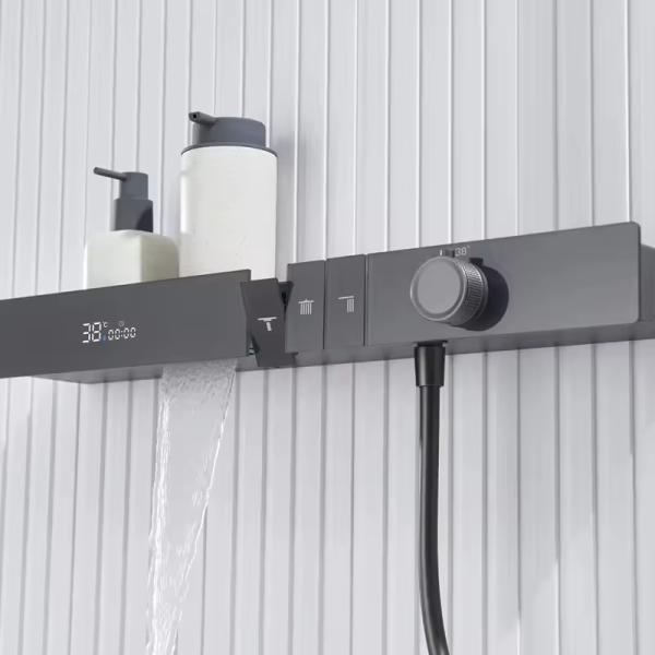 Round Head Shower Faucet Set with Exposed Feature With Slide Bar Function Hot Cold Water