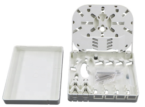 4 Cores Indoor ABS+PC FTTH  white color Optical Terminal Box With SC LC Adaptor For 3.0*2.0mm Drop Cable