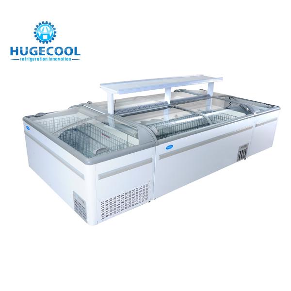 Glass Door Supermarket Island Freezer Unique Evaporator Coil Design