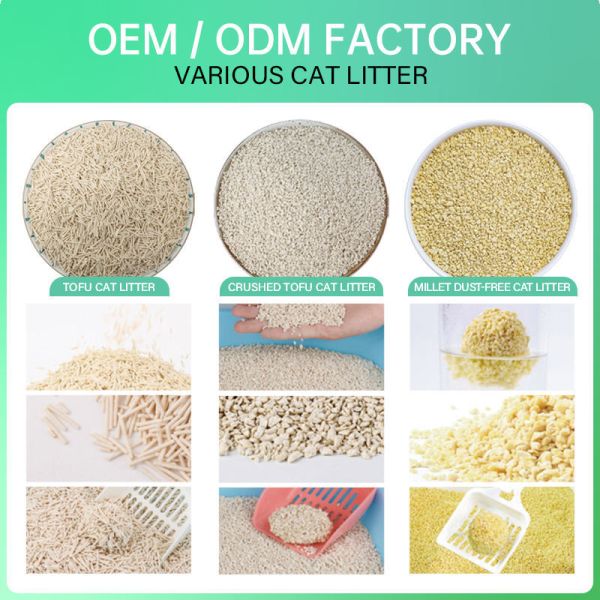 Manufacturer Direct Eco-Friendly Dust-Free Super Clumping Natural Plant Healthy Striped OEM/ODM Unscented Tofu Cat Litter
