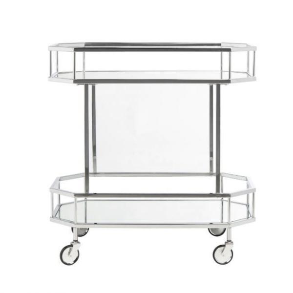Wedding Catering minimalist Bar Serving Cart Metal Glass Tea Wine Serving Trolley