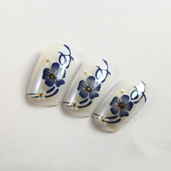 Silver Pre Glued Fake Nails For Fingers , 3D christmas fake nails