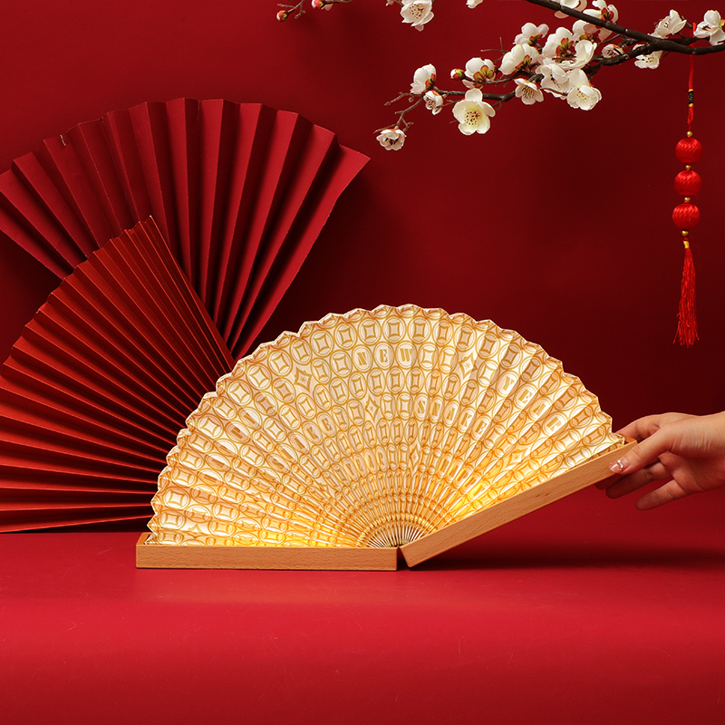 Portable PE Paper Bedside Lamp LED Light Waterproof Handcrafted Fan
