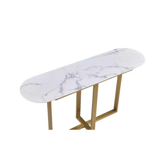 T961-1 Irregular luxury console table modern console table Gold Frame Oval Marble Console Table