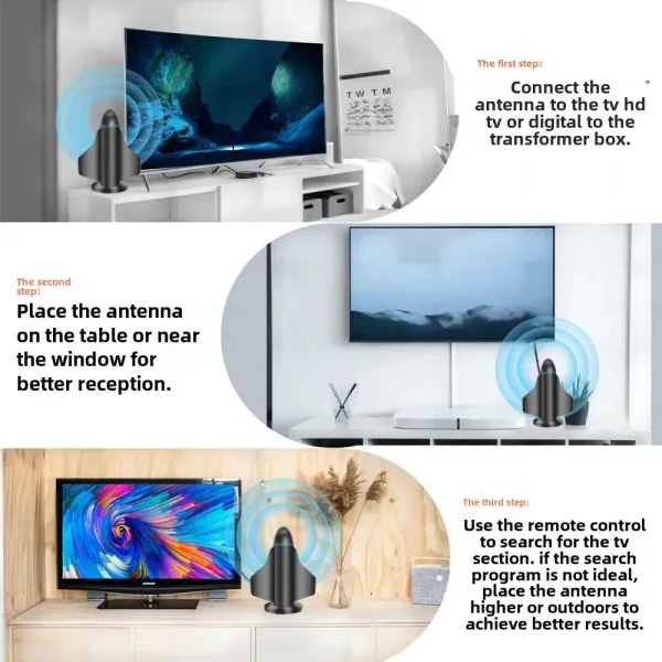Long Range New 4K HD Digital TV Antenna with Signal Booster for Smart TV and All TV for Local Channels Indoor & Outdoor