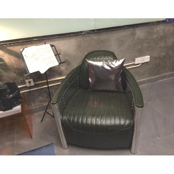 Industrial Style Home Leather Couch Wooden Frame Aviator Furniture aluminum sofa aviator sofa