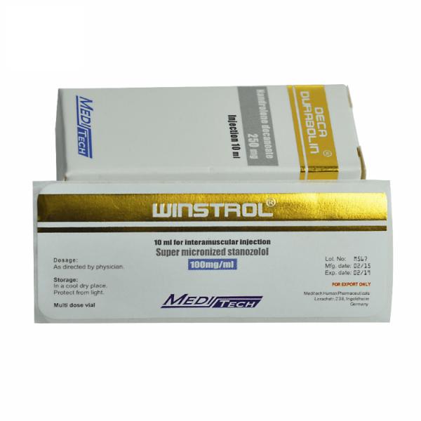 Глянцевая лакированная ПЭТ пероральная флакона бутылка Этикетки с золотой фольгой