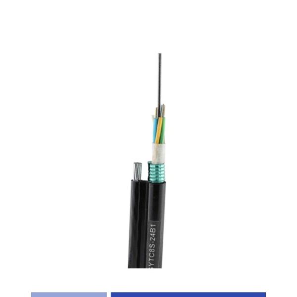 12 Core Aerial Fiber Optic Cable Singlemode 9/125um with Steel Wire Messenger PE GYTC8S