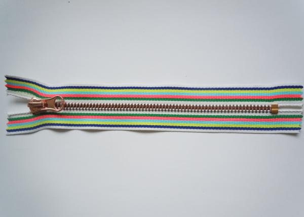 Environmental Protection Sewing Notions Zippers With Colorful Background Fabric For Garment / Bags