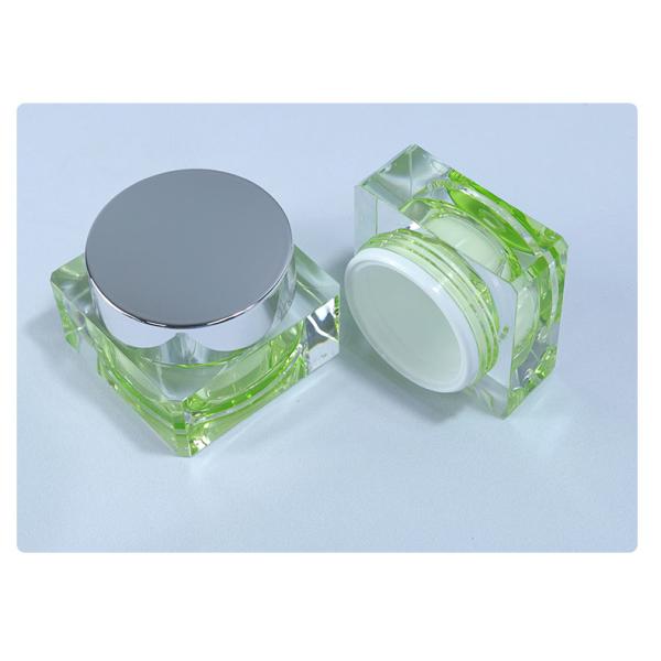 15g 30g 50g Square Cosmetic Jars Green Clear Acrylic Jars Luxury For Face Cream