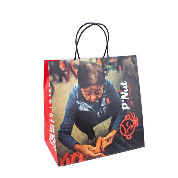 Ecofriendly Paper Bag With Twist Rope Handle 8 Color Flexo Printing