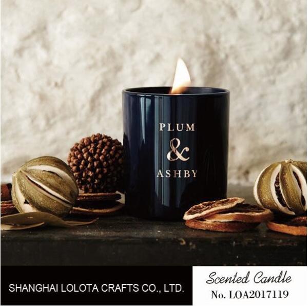 Light Black Scented Jar Candle Customized Golden Foil Stamp Logo For Car