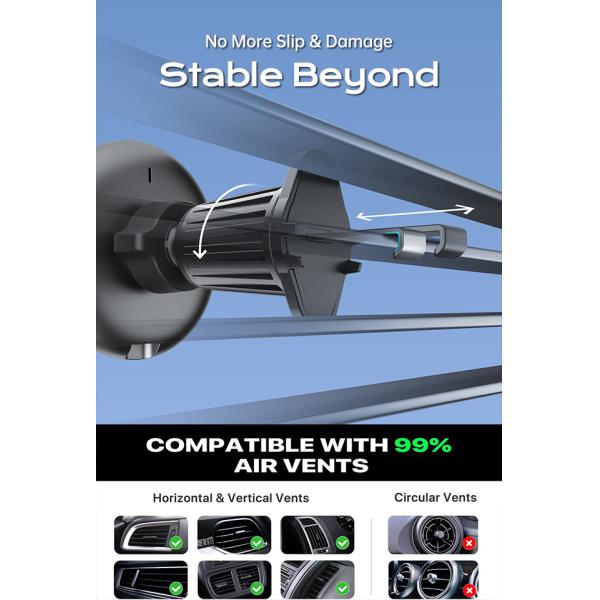 Magnetic Wireless Charging Car Phone Holder With Running Light And Customizable Logo