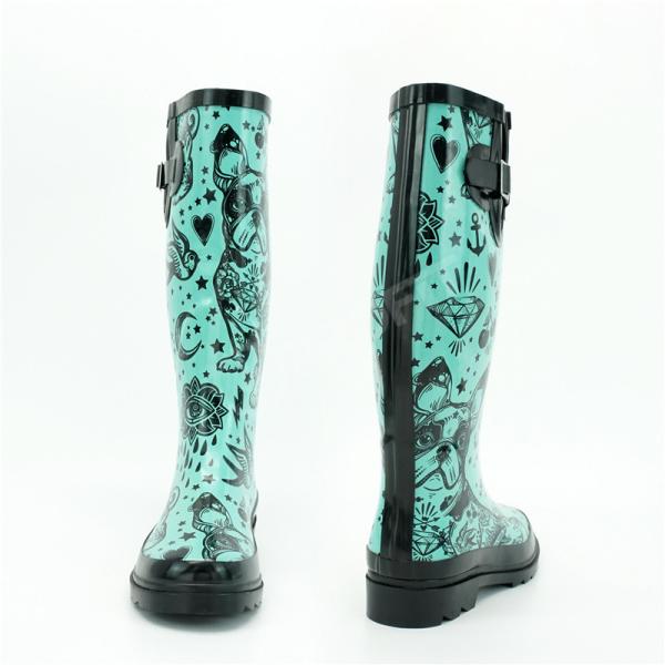 SEDEX Anti Slip Womens Mid Calf Rain Boots Lightweight With Dog Printed