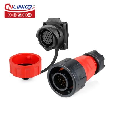 CNLINKO 19 Pin Connector Waterproof M24 Signal Plug with Screw Locking Cable Connector