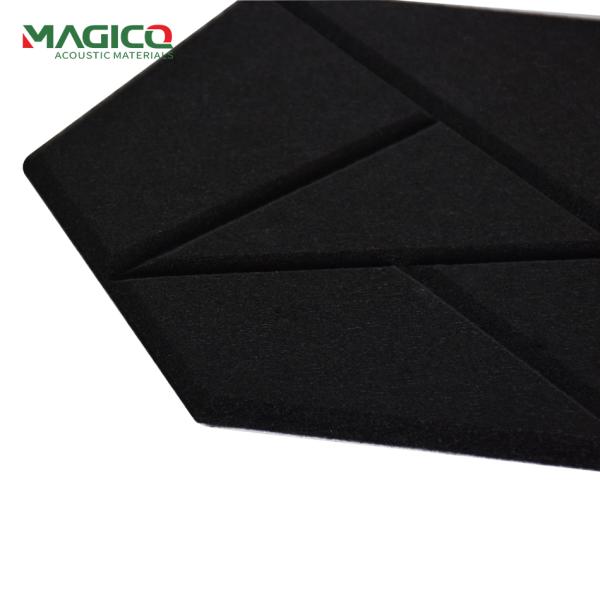 Self-Adhesive Hexagon Polyester Fiber Acoustic Panels Easy Cutting Black Wall Panels
