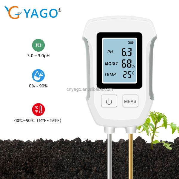LCD Display Backlight 3 In 1 Garden Flowers Sensor Plants Acidity Humidity Detector PH Meter Soil Moisture Tester