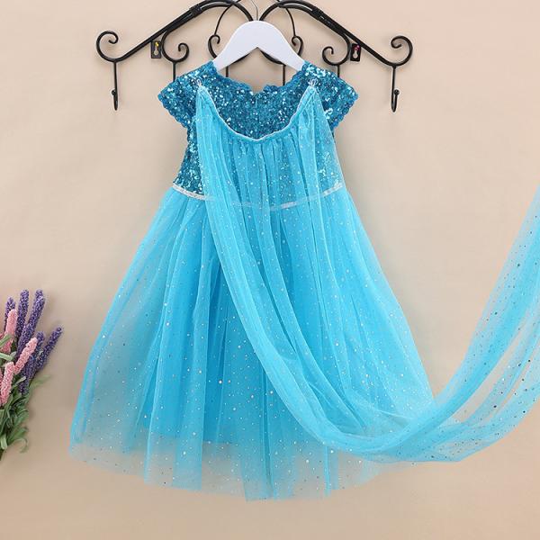 2016 Frozen series Elsa sequins summer new performance costume dress festival party dress with long cloak