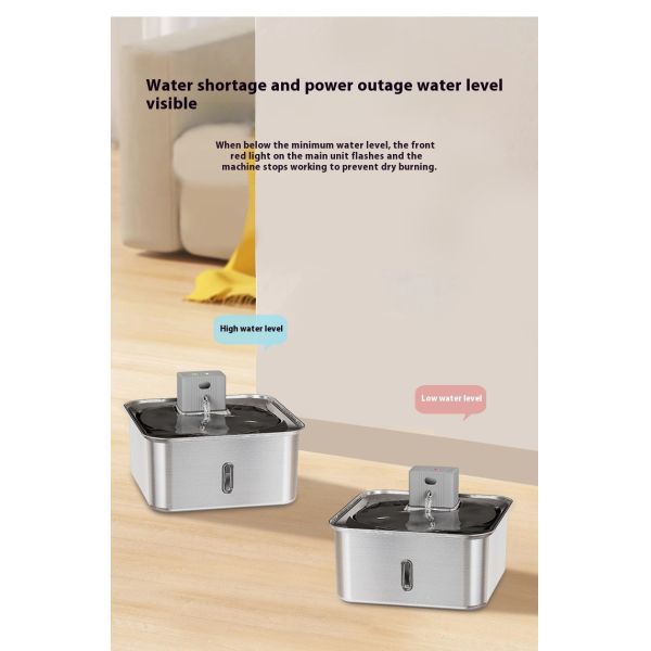 Smart Rechargeable All Stainless Steel Pet Water Dispenser Large 7L Automatic Dog Bowl Solid PC Unplugged Charge Water Bottle