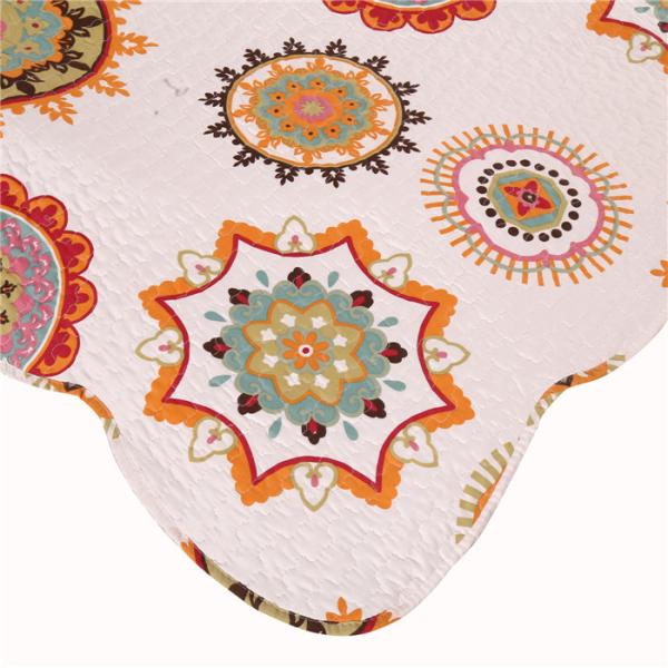 Sun Flower Pattern Printed Quilt Set Needle Punched Cotton Bedspread And Coverlet