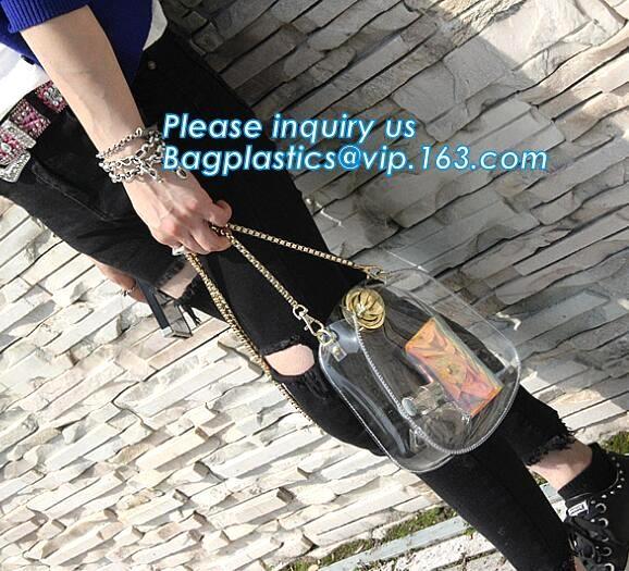 adjustable shoulder strap women nylon pvc tote bag, Summer Beach Clear PVC Shoulder Bag DIY Transparent Clutch Tote Bag
