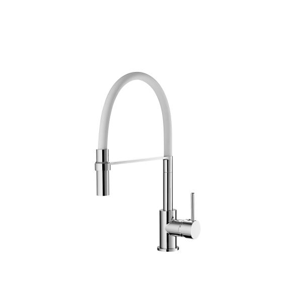 White Polished High Pressure Kitchen Mixer Faucet Aerator Water Outlet 1 Hole