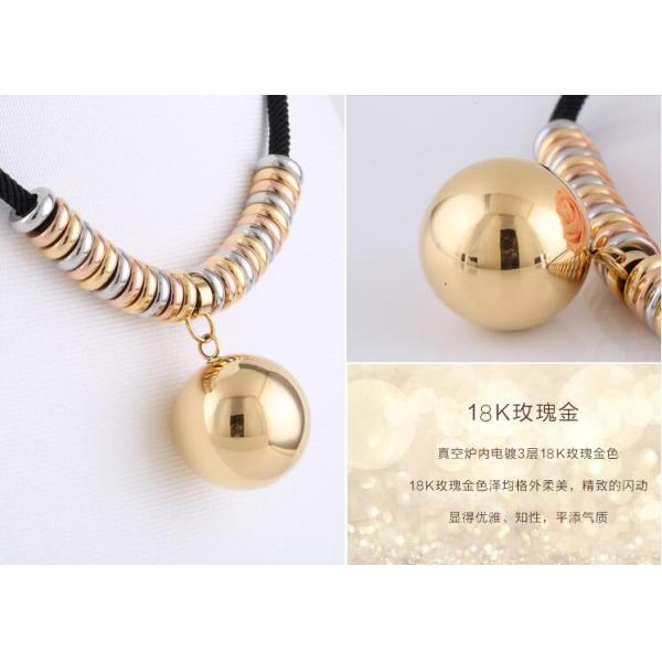 18K Bead Pnedant Necklace Black rope chain Necklace Stainless Steel Jewelry for women