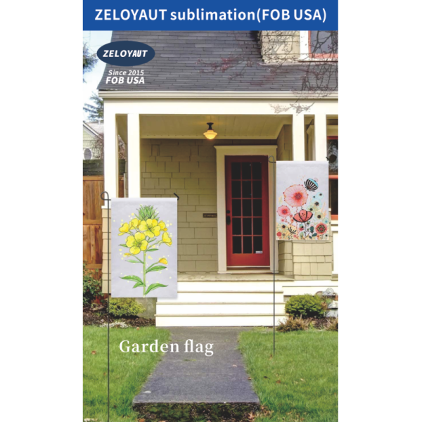 ZELOYAUT Wholesale Sublimation Blanks Hot Sales Sublimation Garden Flag Personalized Flax Flag Lawn and Courtyard Decorations