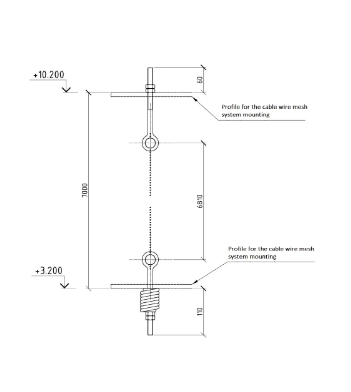 8мм Tec Sieve Architectural Woven Metal Mesh Multi Barrette Weave / Cable Mesh System (Архитектурная металлическая сетка из 8мм)