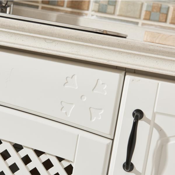 White Villa Kitchen Cabinet With Marble Design Countertop PVC Kitchen Cabinets