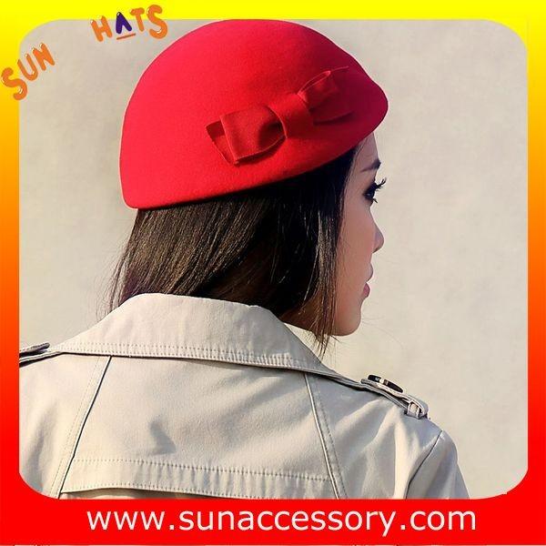 Hot sale Fashion 100% Australia wool felt ladies beret hats ,Red beret  hats with adjustable band