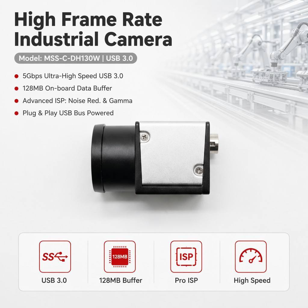 OEM Factory USB 3.0 Microscope Camera 128MB On-board Buffer Burst Mode for Machine Vision CE MSS-C-DH130W
