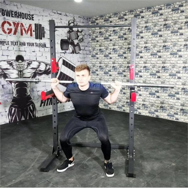 Foldable Home Gym Training Equipment Weight Bench Barbell Bar Half Squat Rack for Home