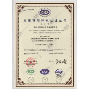 Weifang Best Power Equipment Co., Ltd. Certifications